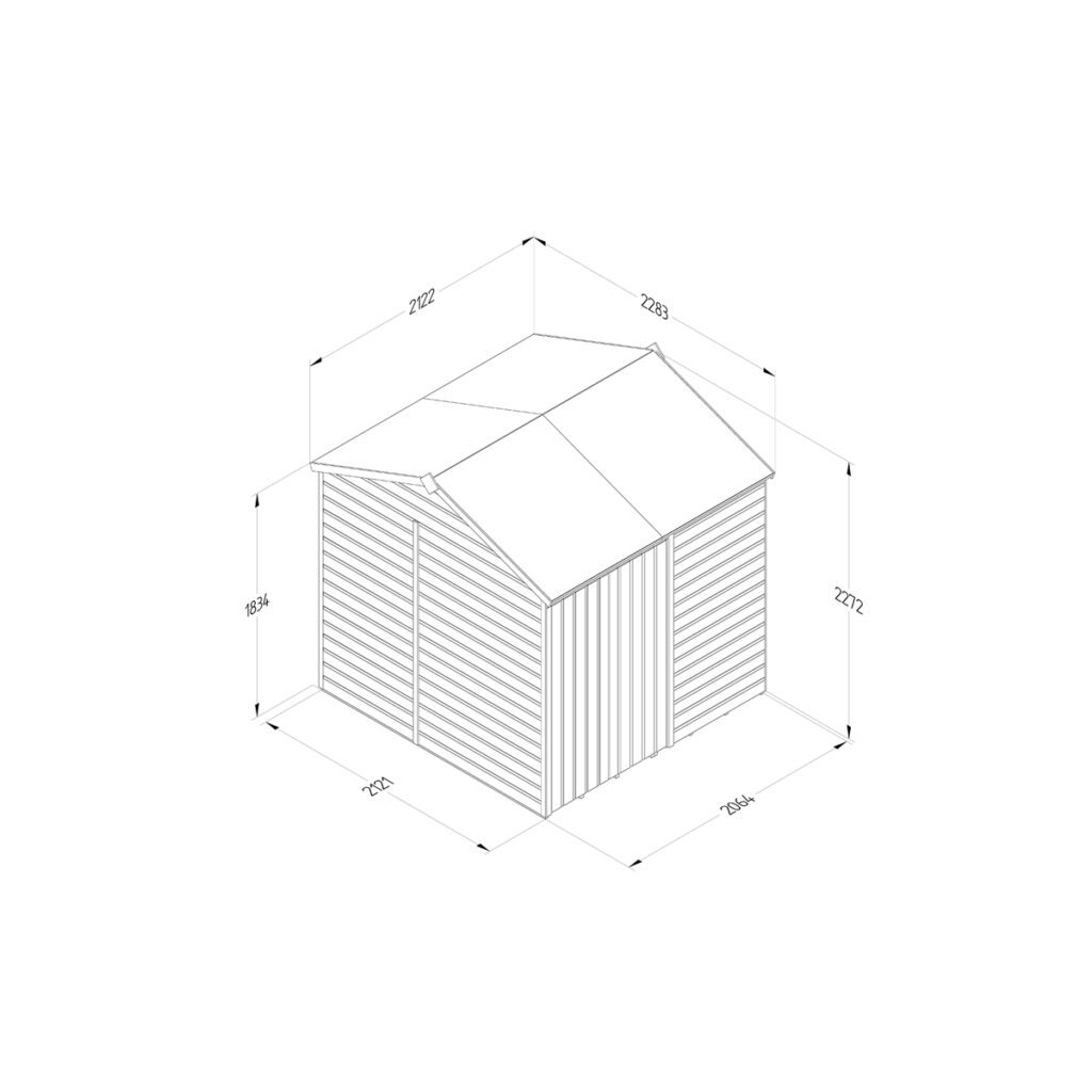 Beckwood 7×7 Reverse Apex Shed – No Windows – Double Door with Installation 5013053198421 2